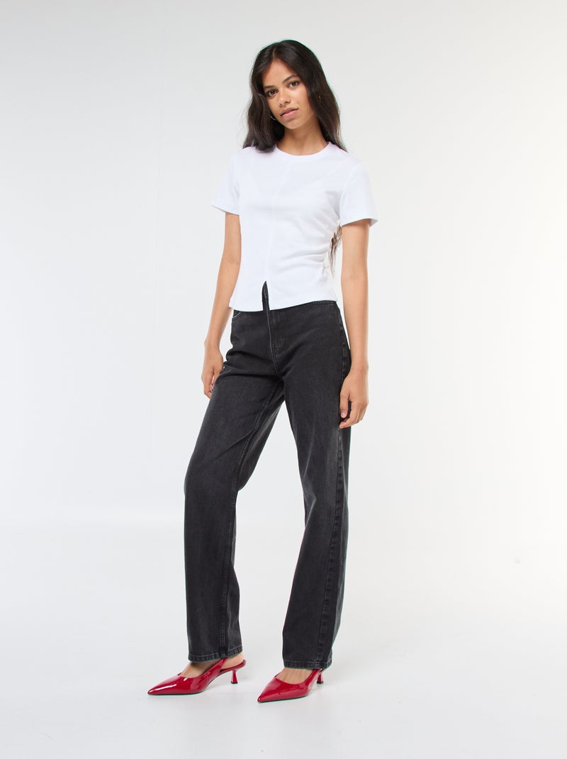 Straight-fit jeans met hoge taille Grijs - Kiabi