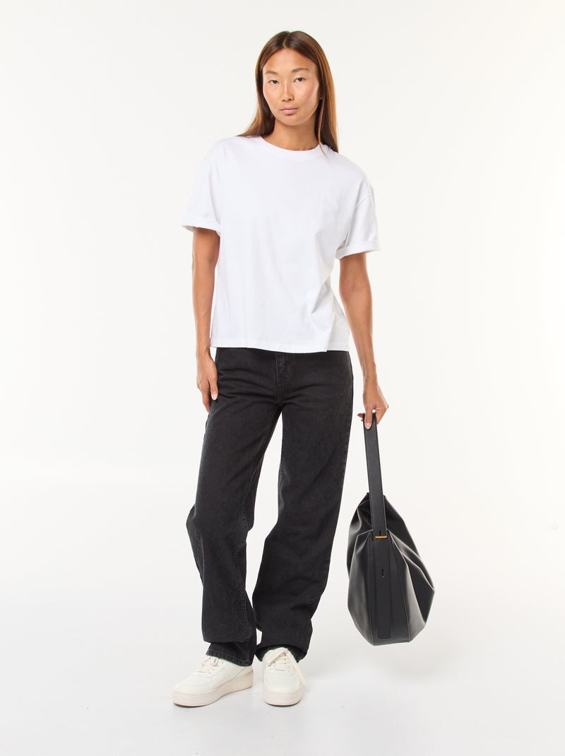 Straight-fit jeans met hoge taille Zwart - Kiabi