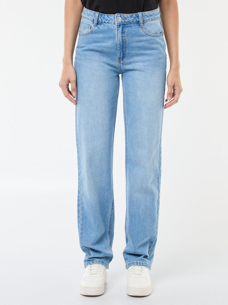 Straight-fit jeans / recht model met hoge taille - L32 Blauw - Kiabi