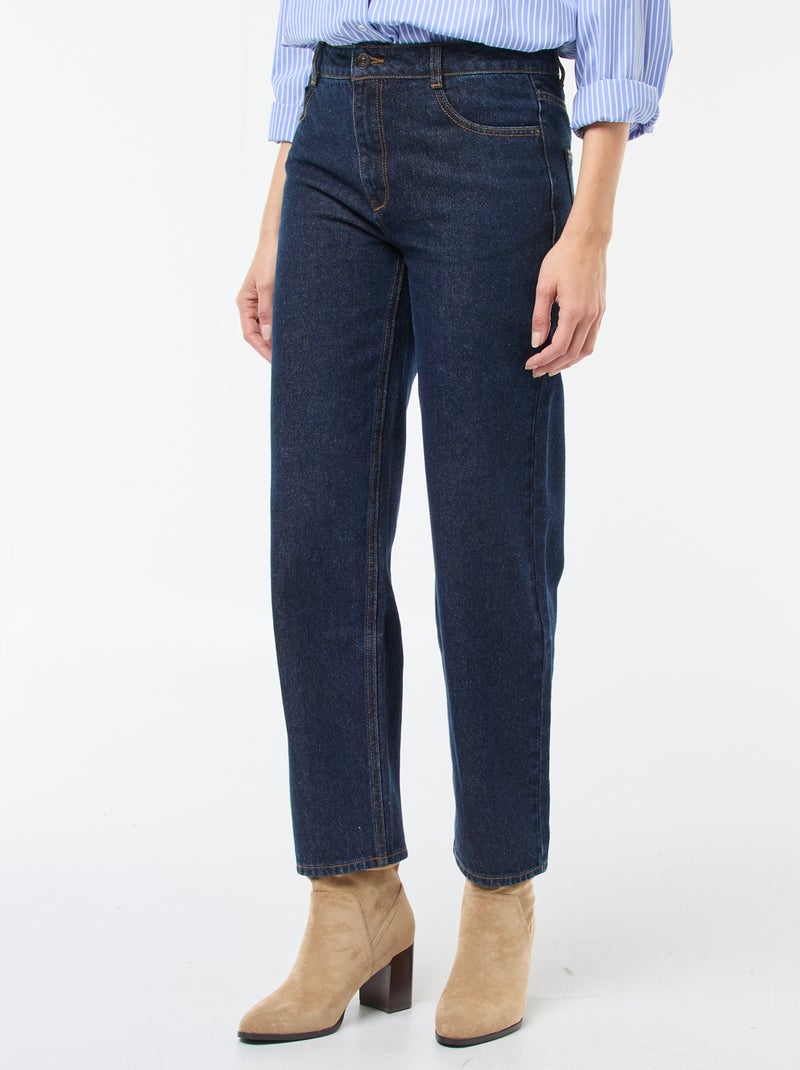 Straight-fit jeans / recht model met hoge taille - L32 Blauw - Kiabi