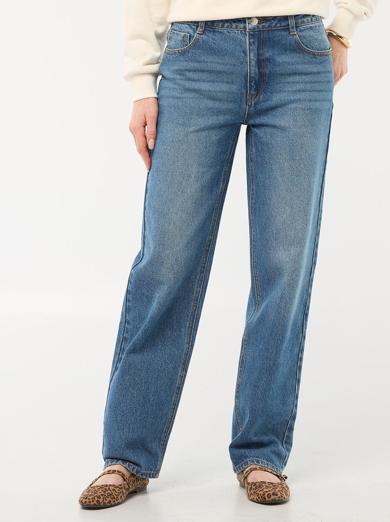Straight-fit jeans / recht model met hoge taille - L32 Blauw - Kiabi