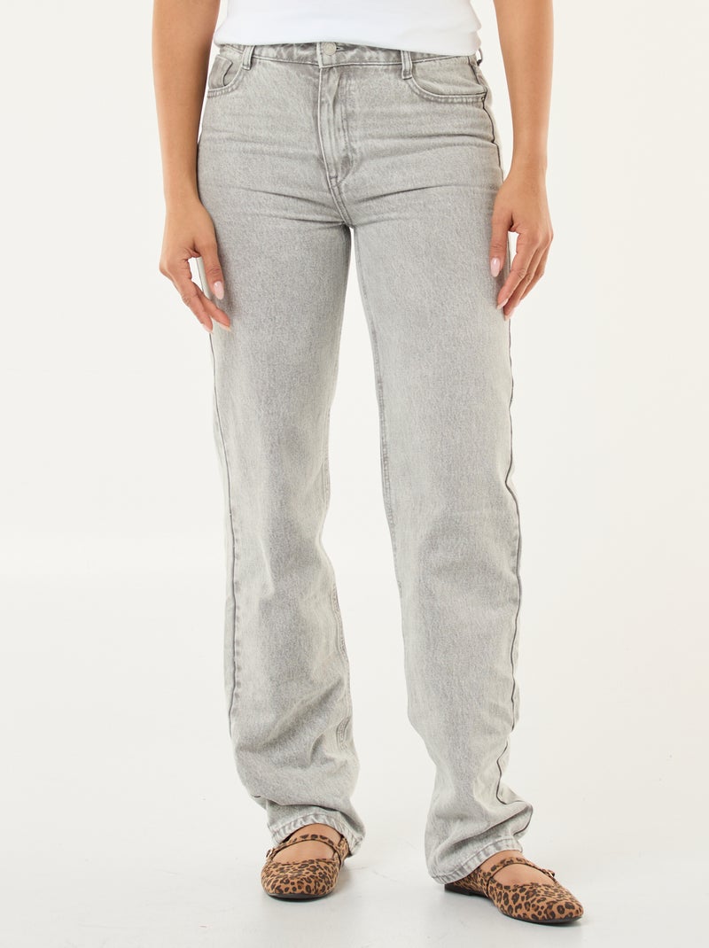 Straight-fit jeans / recht model met hoge taille - L32 Grijs - Kiabi