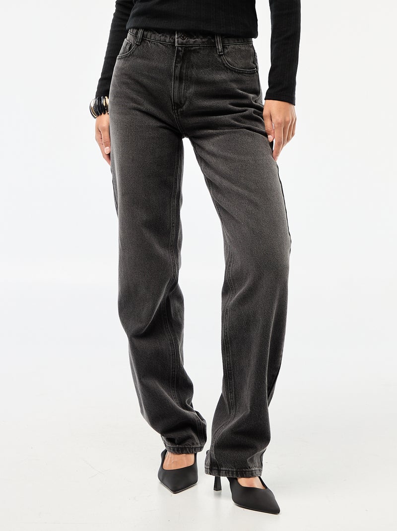 Straight-fit jeans / recht model met hoge taille - L32 Zwart - Kiabi