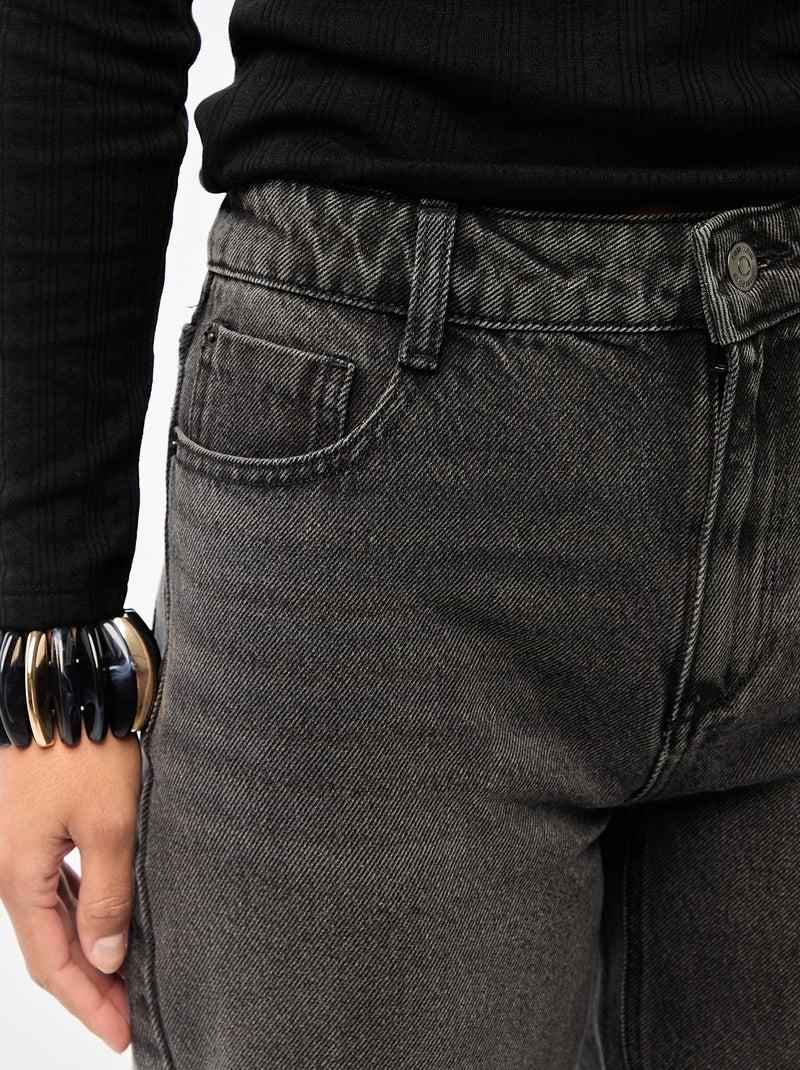 Straight-fit jeans / recht model met hoge taille - L32 Zwart - Kiabi
