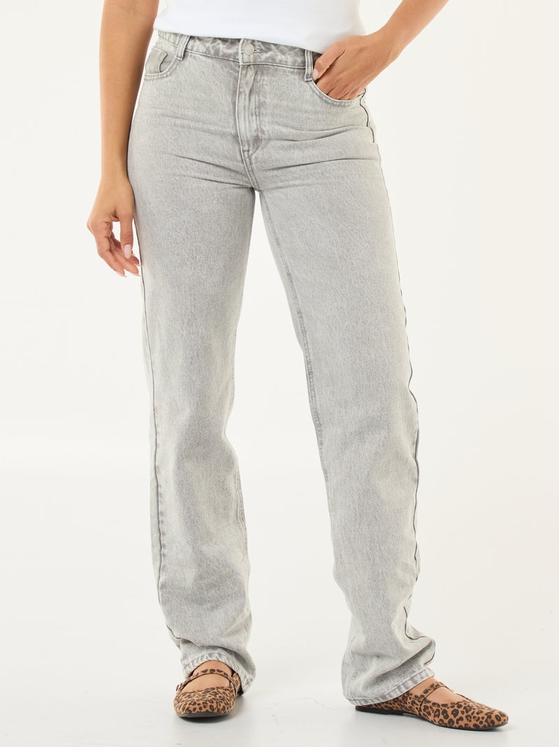 Straight-fit jeans van katoenen spijkerstof Grijs - Kiabi