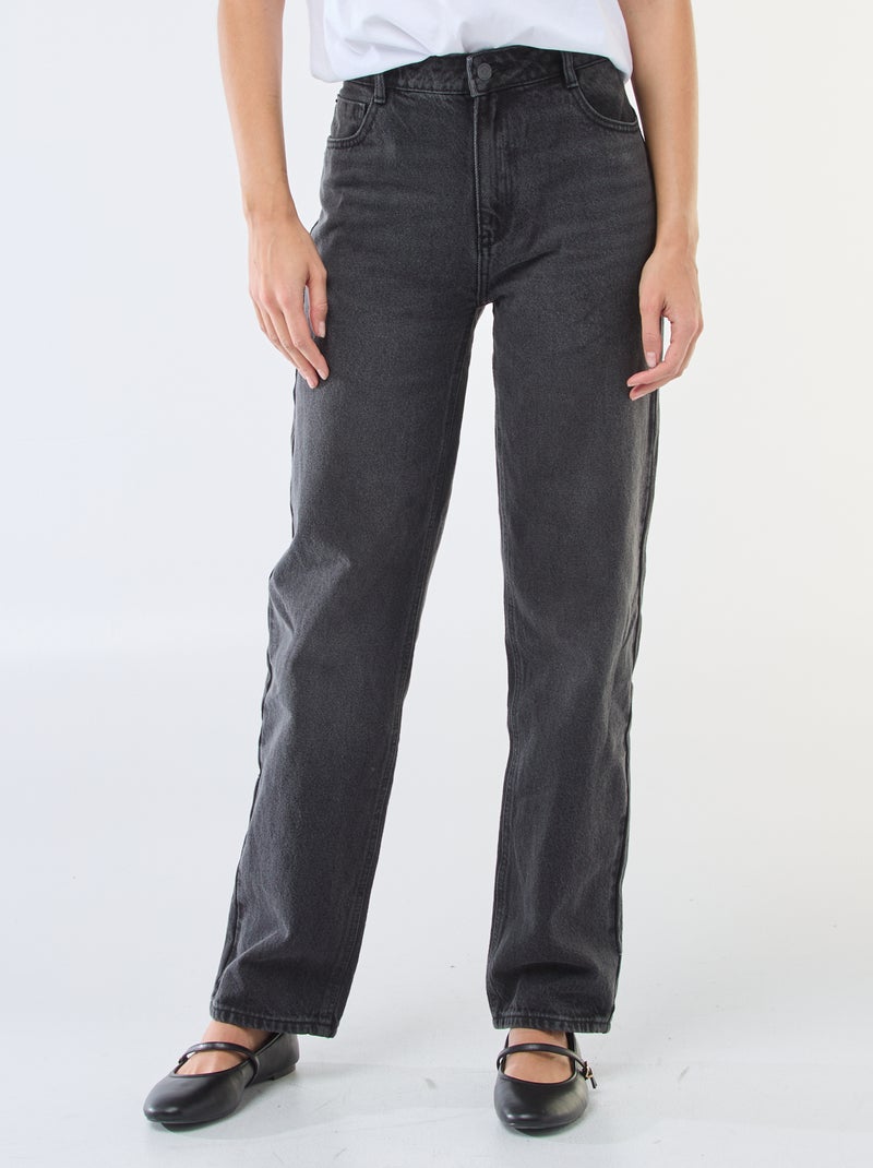 Straight-fit jeans van katoenen spijkerstof Zwart - Kiabi