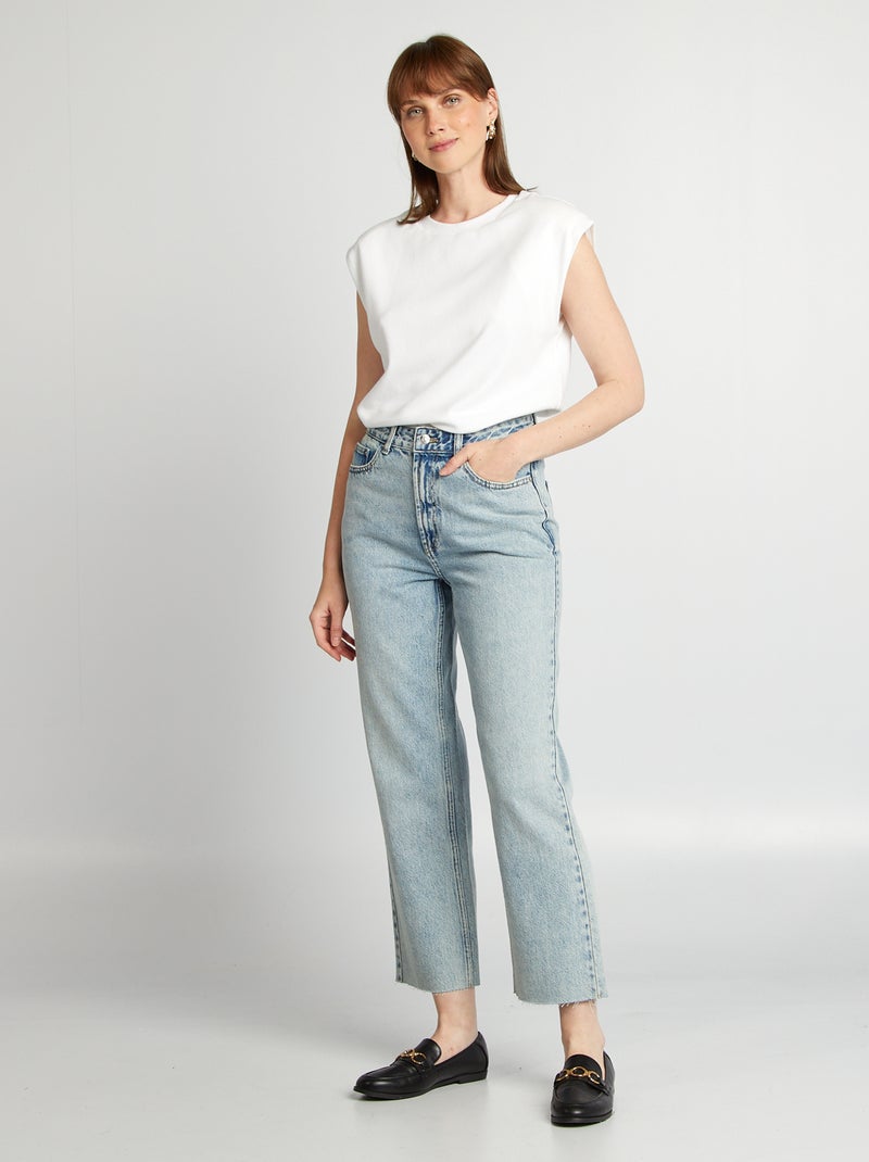 Straight-fit katoenen jeans BLAUW - Kiabi