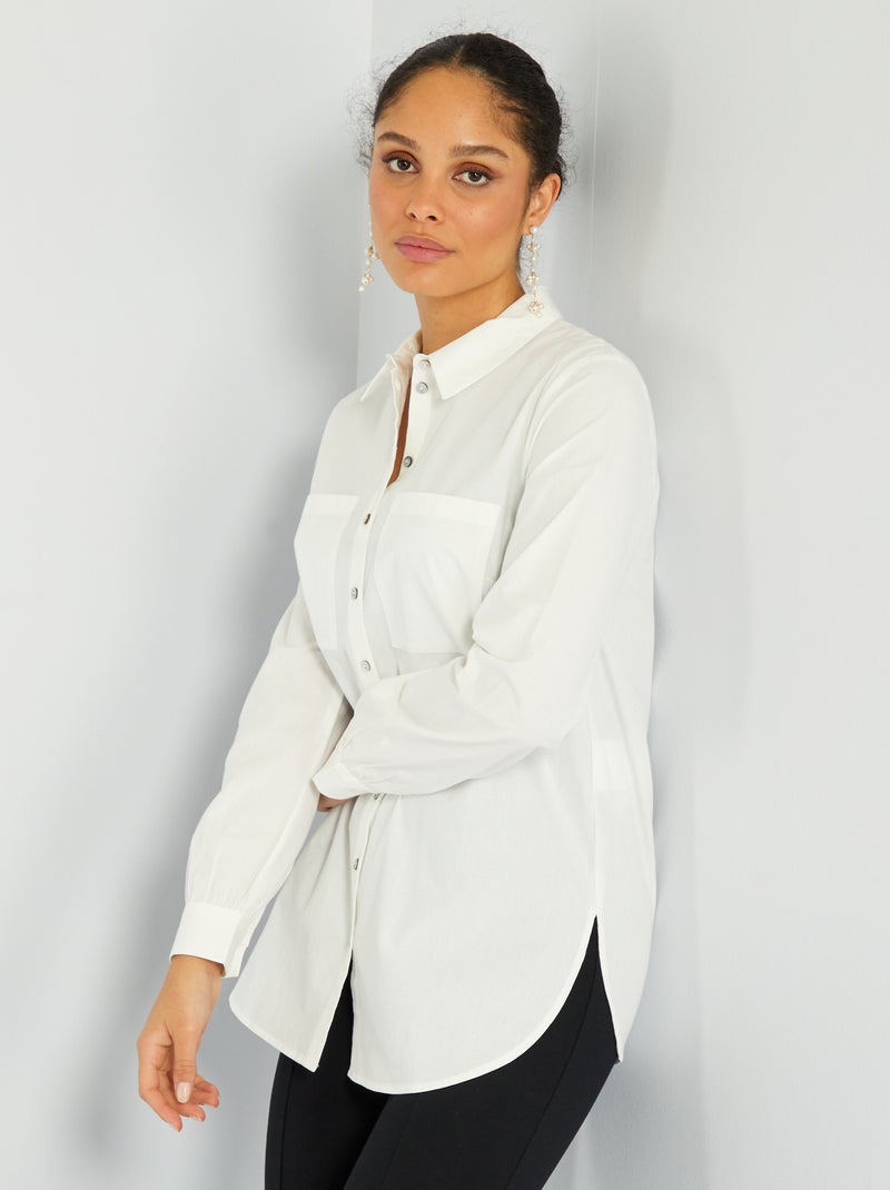 Straight-fit poplin overhemd WIT - Kiabi