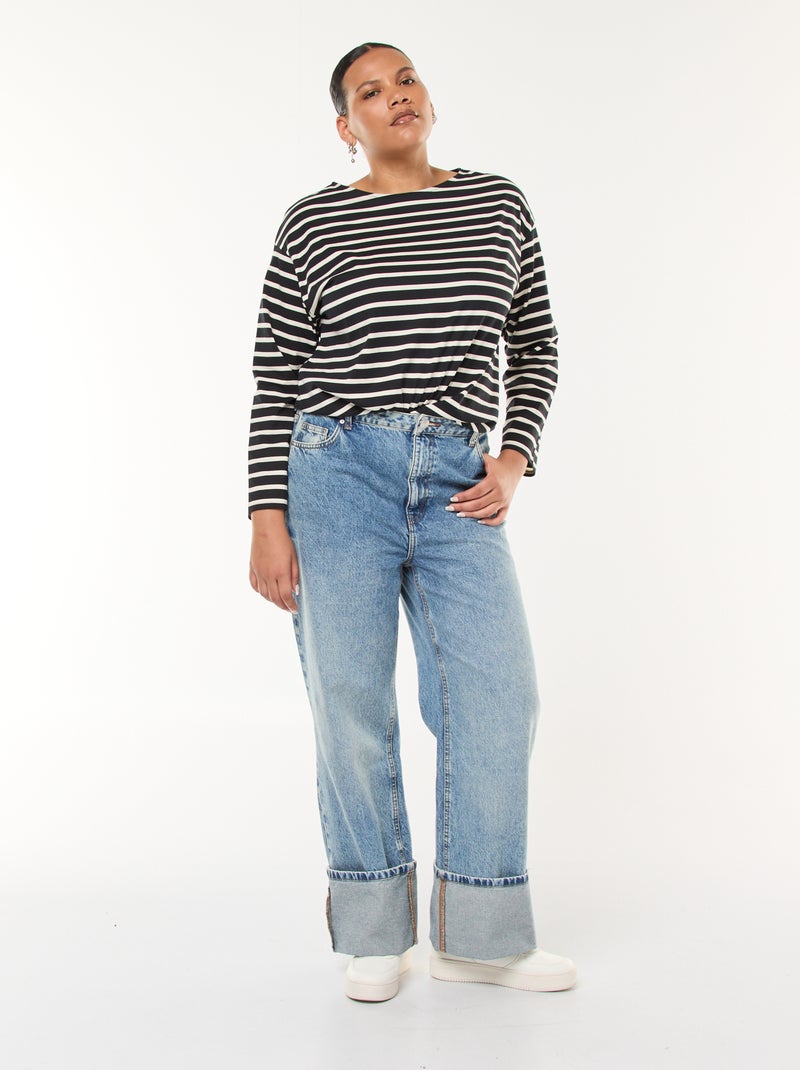 Straight-fit/turn up jeans Blauw - Kiabi