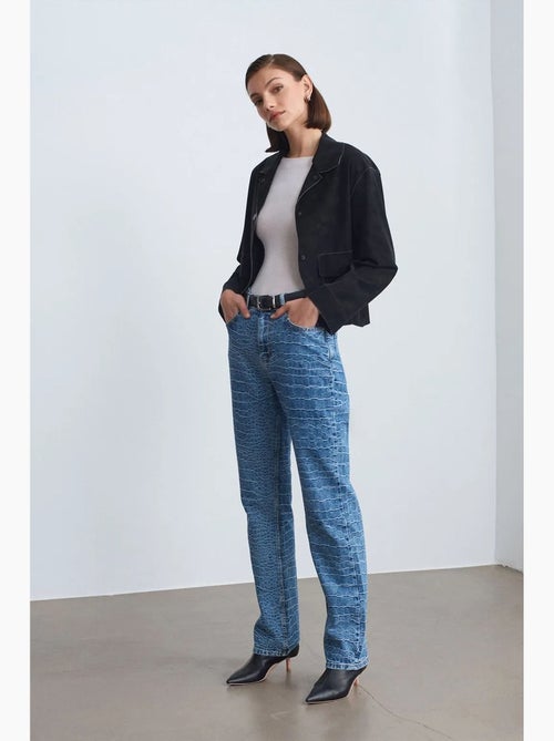 Straight jeans met hoge taille en structuur dilvin - Kiabi Straight jeans met hoge taille en structuur dilvin - Kiabi