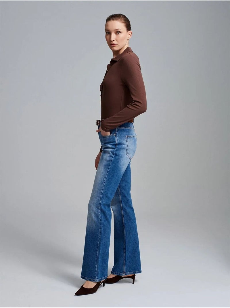 Straight jeans met lage taille dilvin Saffierblauw - Kiabi