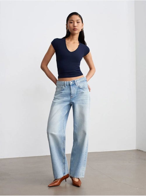 Straight jeans van katoen-denim met lage taille dilvin - Kiabi