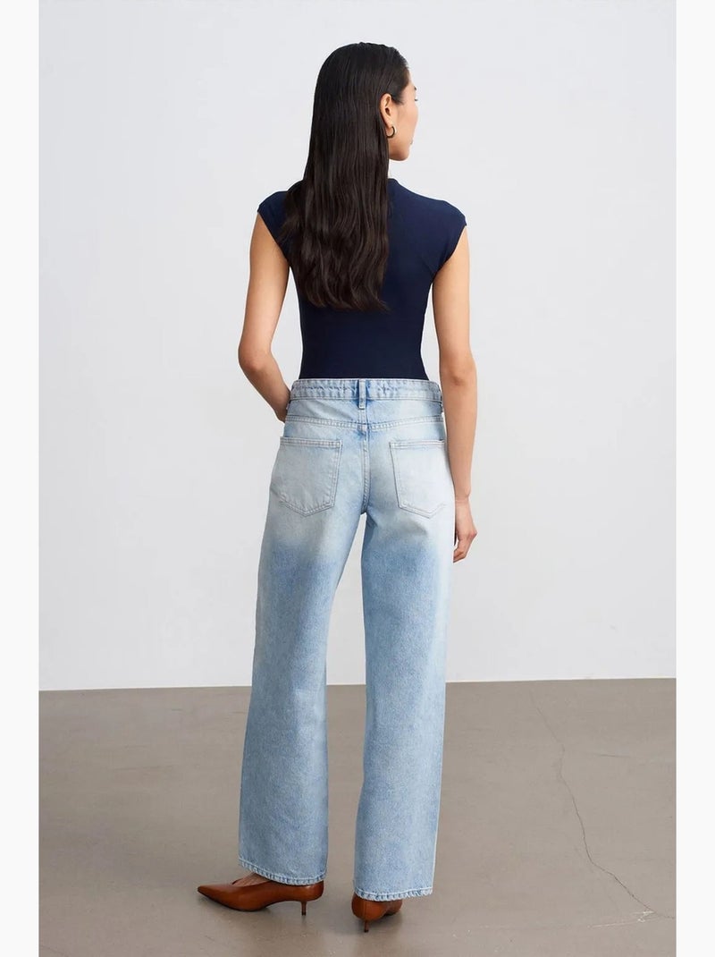 Straight jeans van katoen-denim met lage taille dilvin Lichtblauw - Kiabi