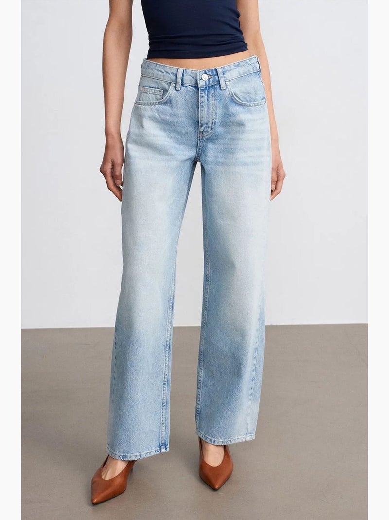 Straight jeans van katoen-denim met lage taille dilvin Lichtblauw - Kiabi