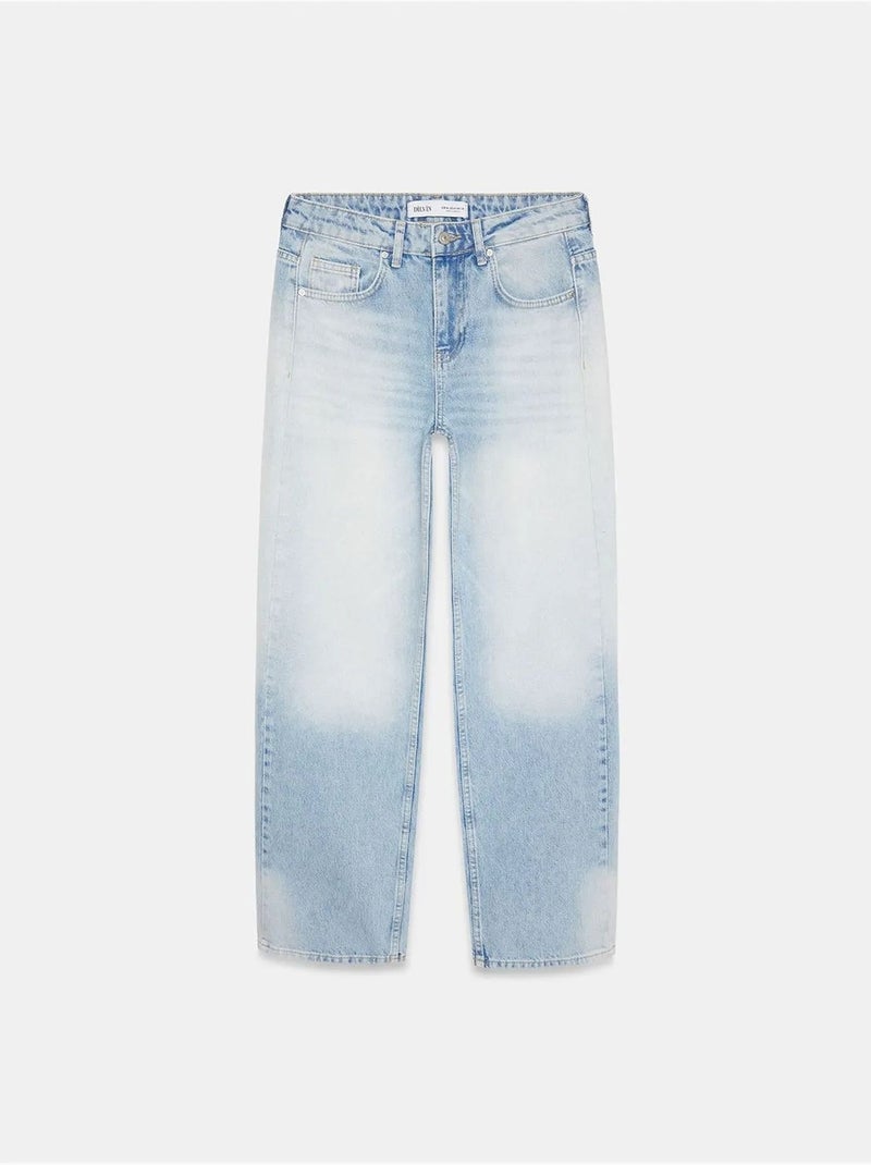Straight jeans van katoen-denim met lage taille dilvin Lichtblauw - Kiabi