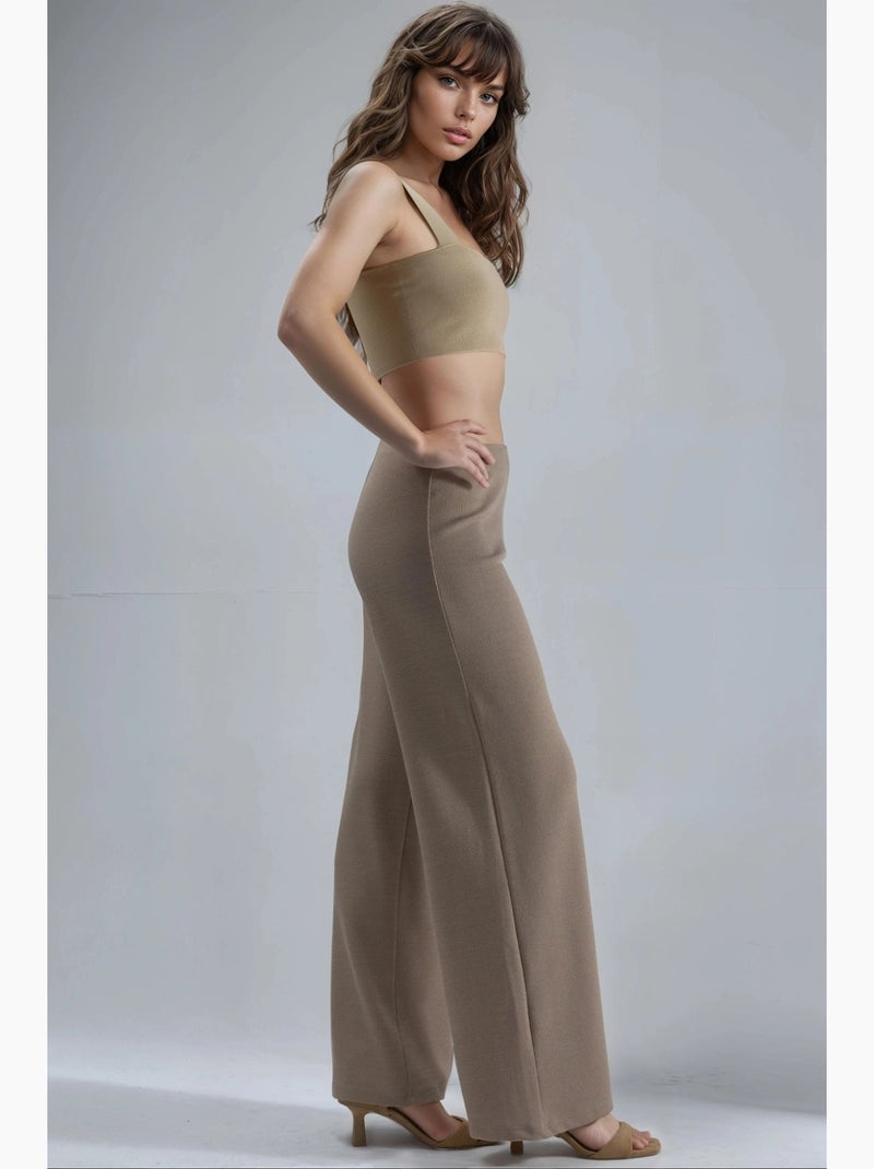 Straight leg pull-on broek busem Lichtbruin - Kiabi