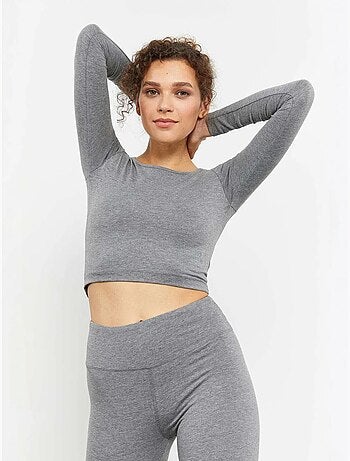 Strak crop top met lange mouwen tommy