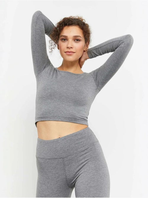 Strak crop top met lange mouwen tommy - Kiabi Strak crop top met lange mouwen tommy - Kiabi