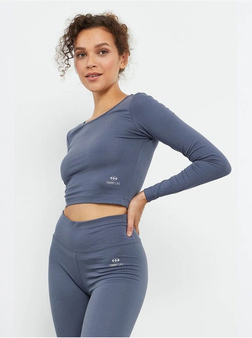 Strak crop top met lange mouwen tommy - Kiabi Strak crop top met lange mouwen tommy - Kiabi