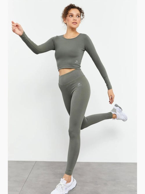 Strak crop top met lange mouwen tommy - Kiabi Strak crop top met lange mouwen tommy - Kiabi