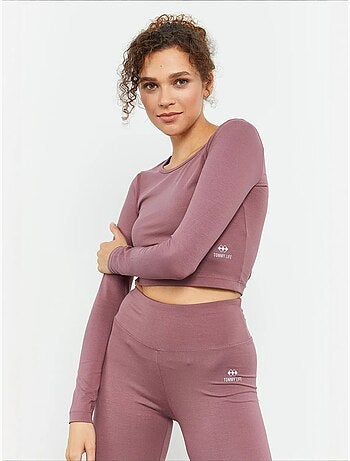 Strak crop top met lange mouwen tommy