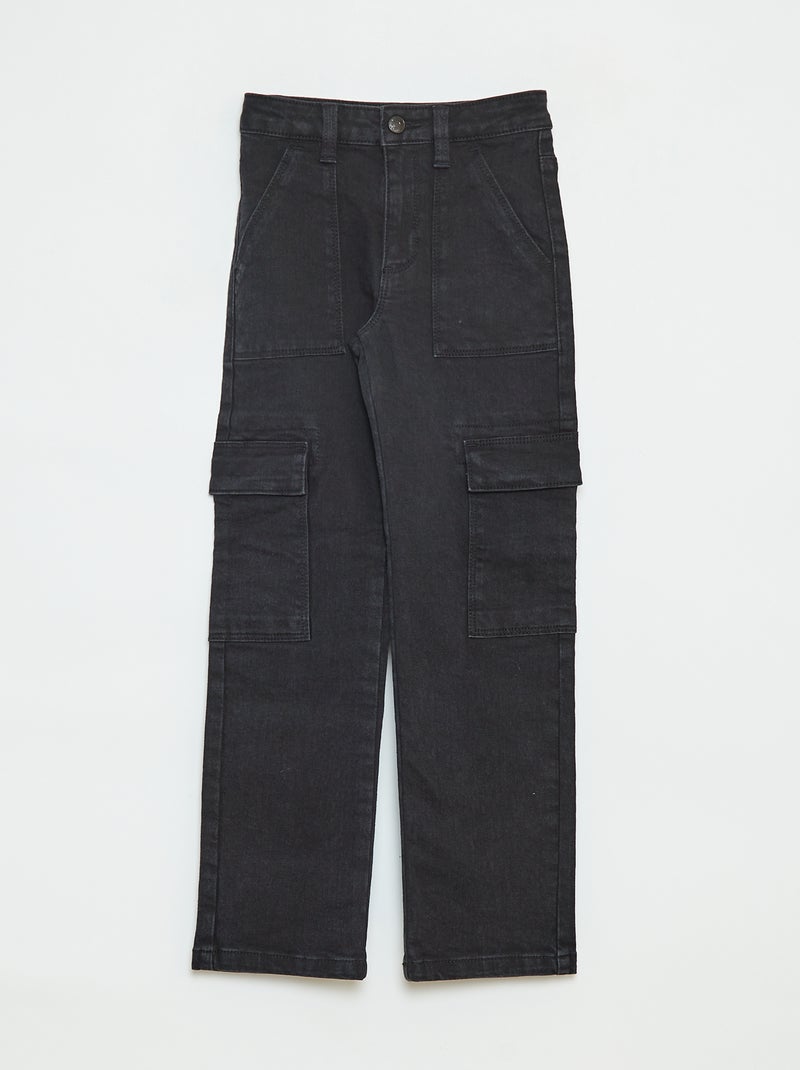 Strakke broek met zak met klepje, een bijzonder comfortabel model Grijs - Kiabi