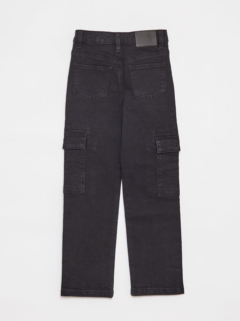 Strakke broek met zak met klepje, een bijzonder comfortabel model Grijs - Kiabi