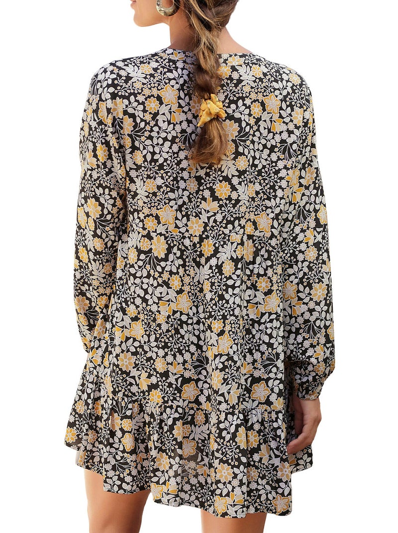 Strand tuniek lange mouw ranunkel Multicolor - Kiabi