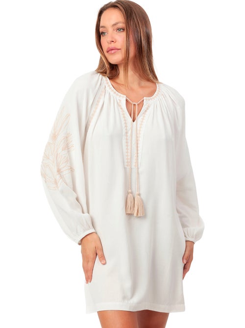 Strandcaftan met lange mouwen embroidery and cords - Kiabi