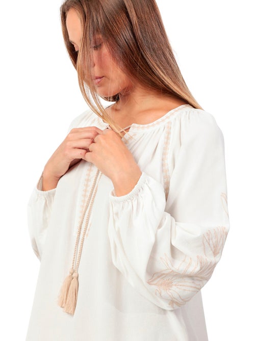 Strandcaftan met lange mouwen embroidery and cords - Kiabi