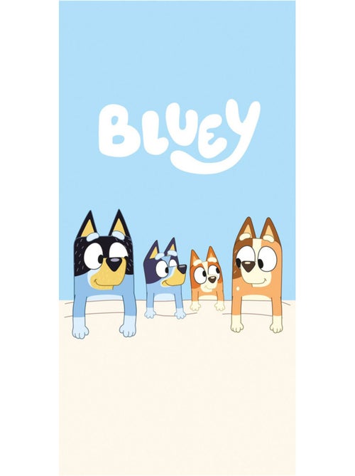 Strandhanddoek katoen Bluey Family 140x70 cm - Badlaken kinderen - Kiabi