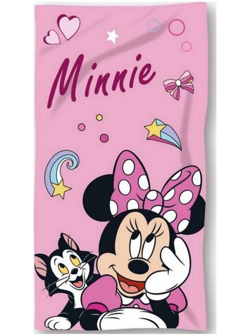 Strandhanddoek katoen Minnie en Figaro 140x70 cm - Badlaken kinderen - Kiabi