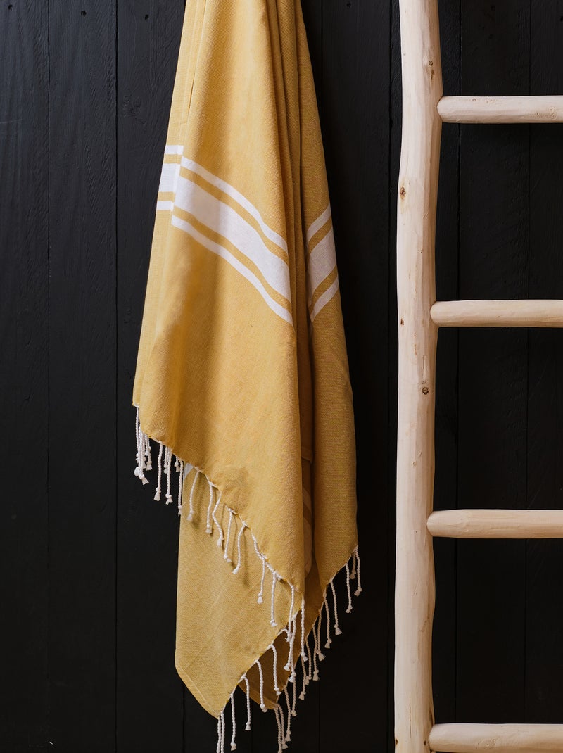 Strandhanddoek met franjes geel - Kiabi