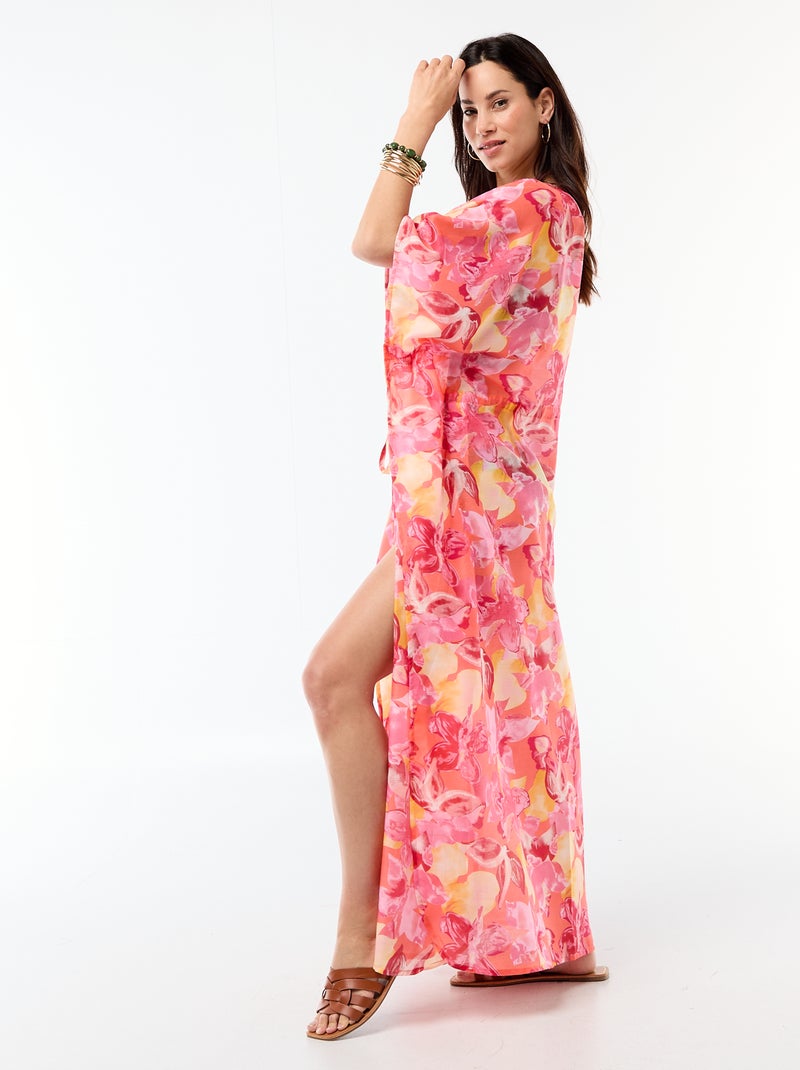 Strandjurk met print, lange snit Oranje - Kiabi