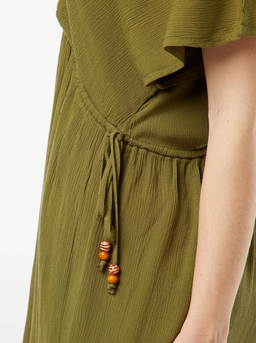 Strandjurk van crêpestof met overslaghals - Kiabi