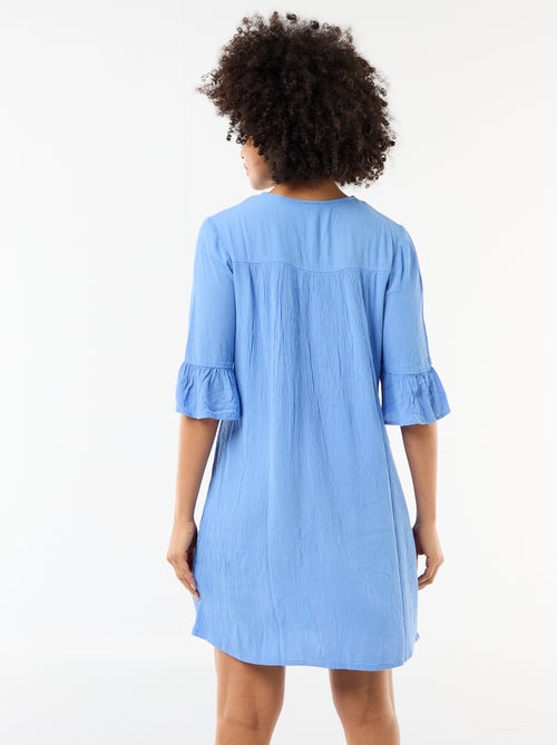 Strandjurk van crêpetricot en macramé - Kiabi