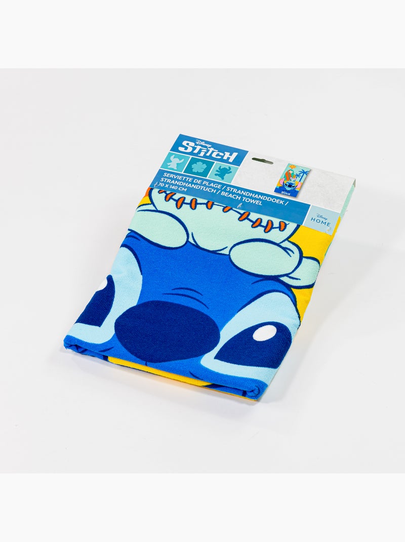 Strandlaken Disney Stitch 70x140 cm 100% Polyester Beige/Groen/Blauw - Kiabi