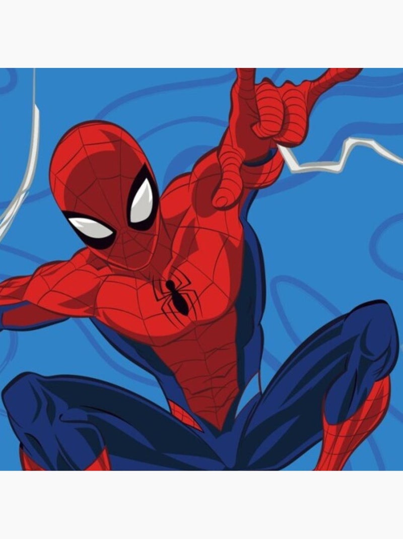 Strandlaken Kind Spider-Man Marvel 70x140 cm 100% Katoen Zwart Blauw - Kiabi