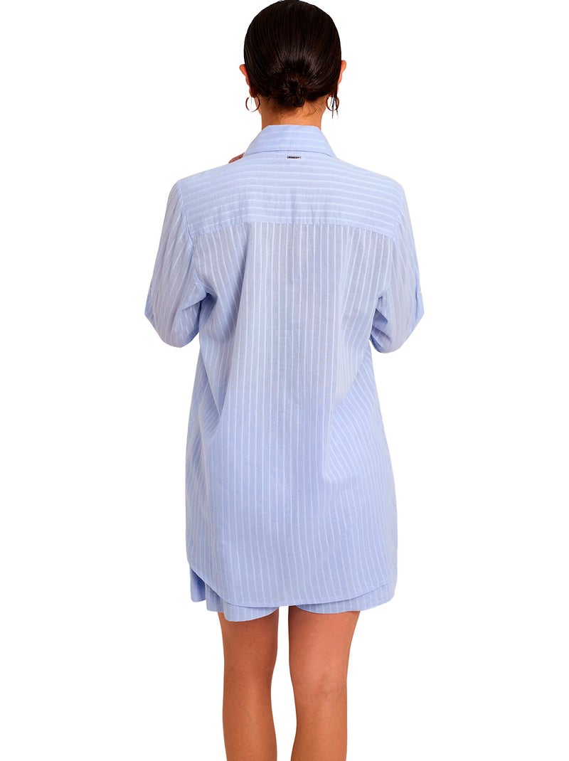 Strandoutfit geborduurd shortshirt complementos Hemelsblauw - Kiabi