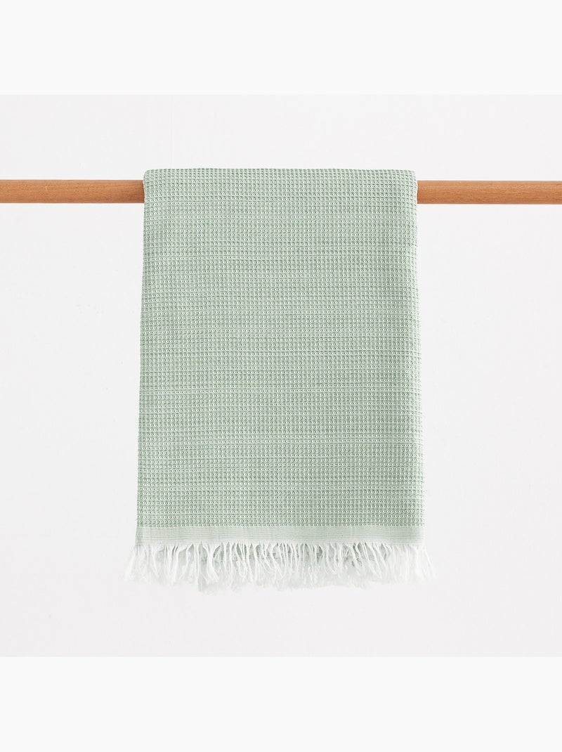 Strandpareo en handdoek met wafelstructuur, Fouta - Gamusi. Olijfgroen - Kiabi