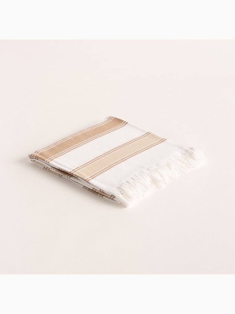Strandpareo en handdoek van reliëfstof, Fouta - Gamusi. Beige - Kiabi