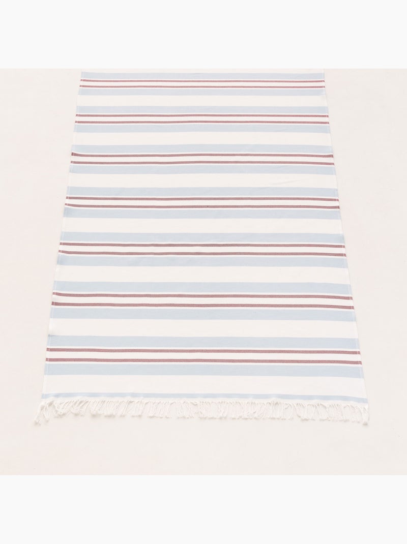 Strandpareo en handdoek van reliëfstof, Fouta - Gamusi. Blauw Rood - Kiabi