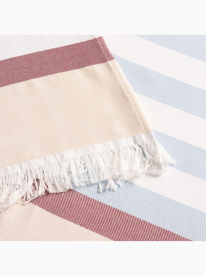 Strandpareo en handdoek van reliëfstof, Fouta - Gamusi. Hemelsblauw - Kiabi