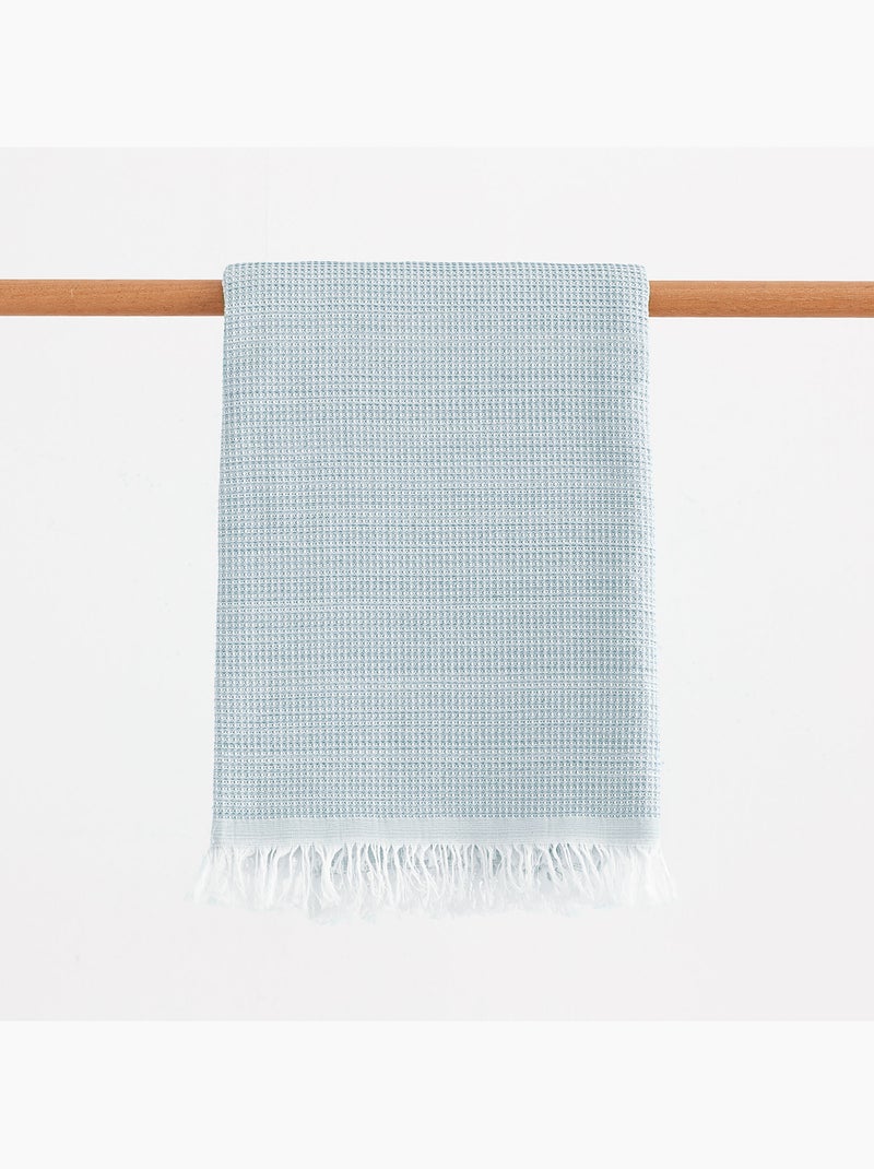 Strandpareo en handdoek van reliëfstof, Fouta - Gamusi. Hemelsblauw - Kiabi