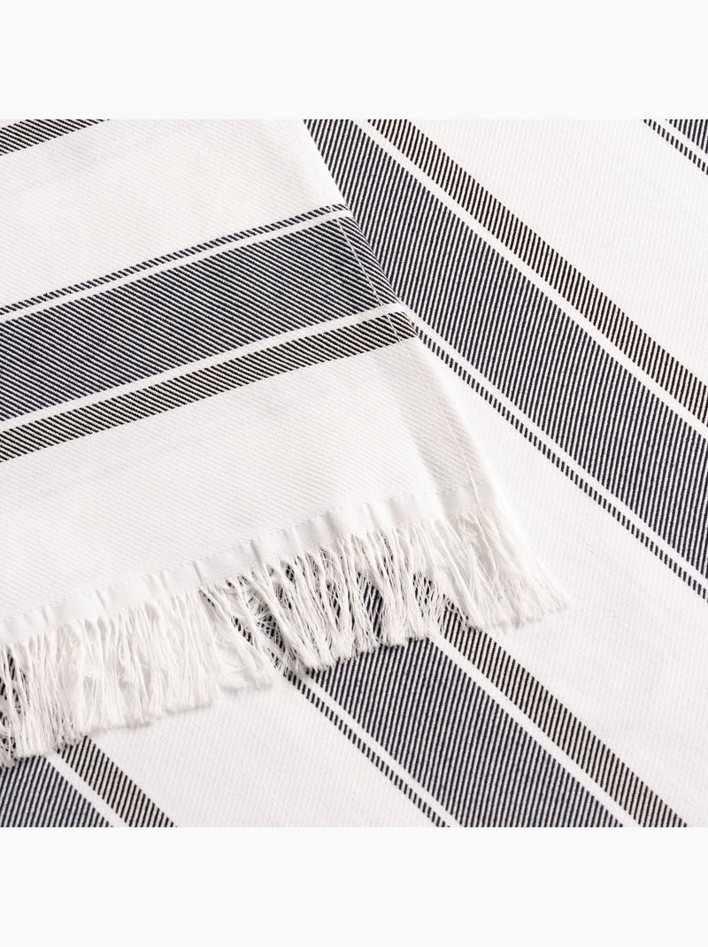 Strandpareo en handdoek van reliëfstof, Fouta - Gamusi. Marineblauw - Kiabi