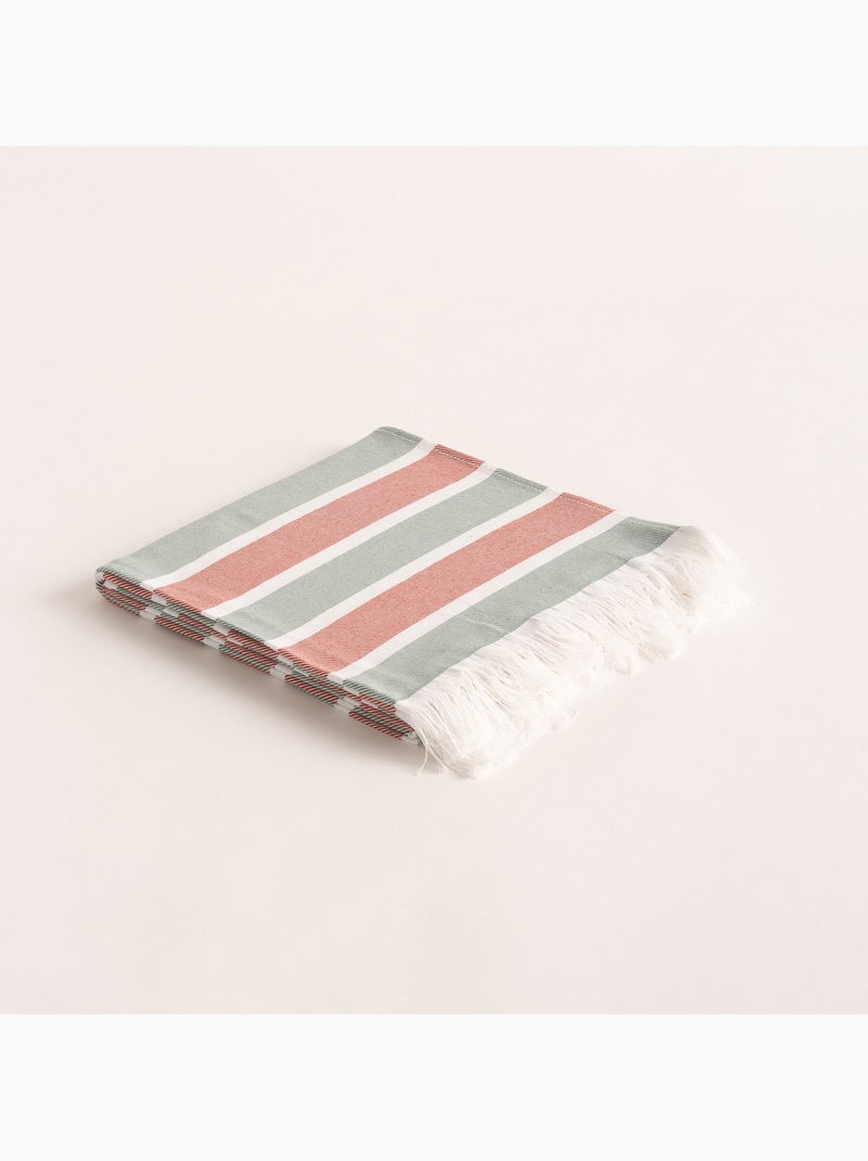 Strandpareo en handdoek van reliëfstof, Fouta - Gamusi. Wit Rood - Kiabi