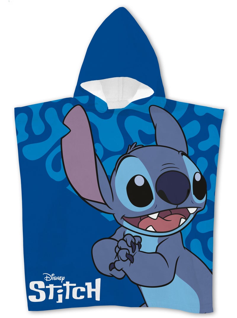 Strandponcho Disney Stitch 55x110cm – Close-Up Donkerblauw – Capuchon – 100% Polyester – Officiële D Zwart Blauw - Kiabi
