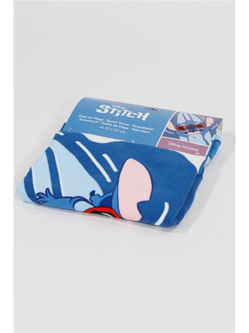 Strandponcho Disney Stitch 55x110cm – Surf Golven Blauw – Capuchon – 100% Polyester – Officiële Disn Zwart Blauw - Kiabi