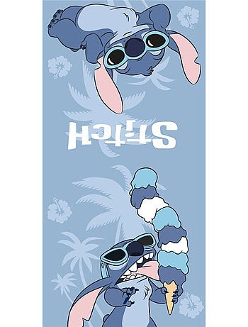Strandponcho Disney Stitch IJsje 55x110cm – Hemelsblauw Hibiscus – Capuchon – 100% Polyester – Offic