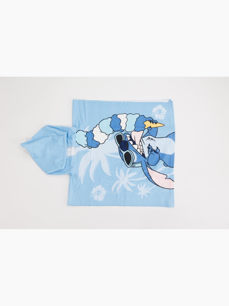 Strandponcho Disney Stitch IJsje 55x110cm – Hemelsblauw Hibiscus – Capuchon – 100% Polyester – Offic Zwart Hemelsblauw - Kiabi